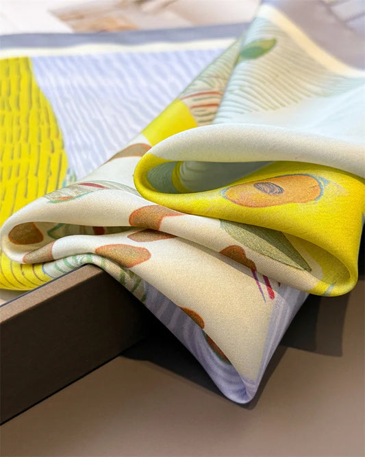 70cm Luxury Animal Cat Printed Square Scarf For Women Stylish Silk Scarves Bandanas Luxury Hijab Neckerchief Elegant Shawl Wraps