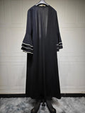 Eid Party Abaya for Women Muslim Cardigan Beading Flare Sleeve Black Abayas Jalabiya Morocco Kaftan Vestidos Dubai Ramadan Robe