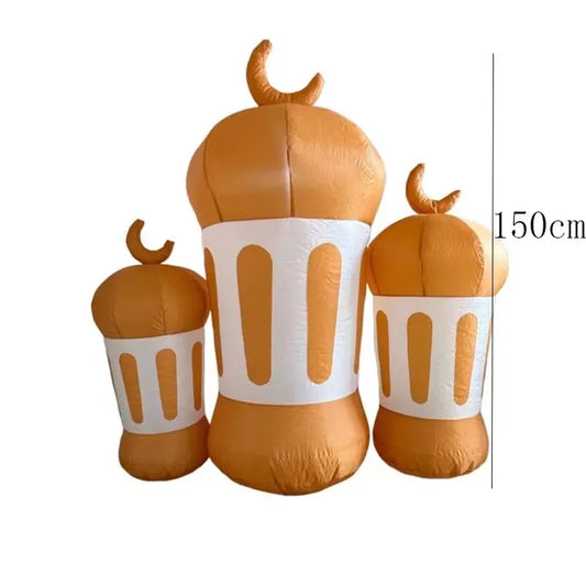6FT Muslim Holiday Inflatables Outdoor Decorations LED Islamic Moon Wishing Kareem Inflatable Ramadan Eid Mubarak Mosque Decor