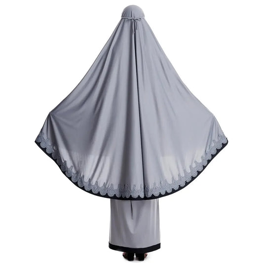 2 Piece Set Muslim Women Hijab Dress Prayer Garment Abaya Khimar Ramadan Arab Gown Islamic Clothes Robe Burqa Djellaba Jalabiya
