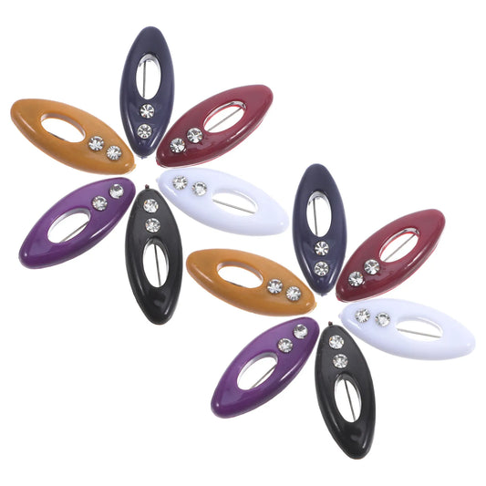 12Pcs Safety Pin Brooches Rhinestone Plastic Scarf Clips for Women Hijab Headscarf Sweater Decoration Scarf Rings Clip