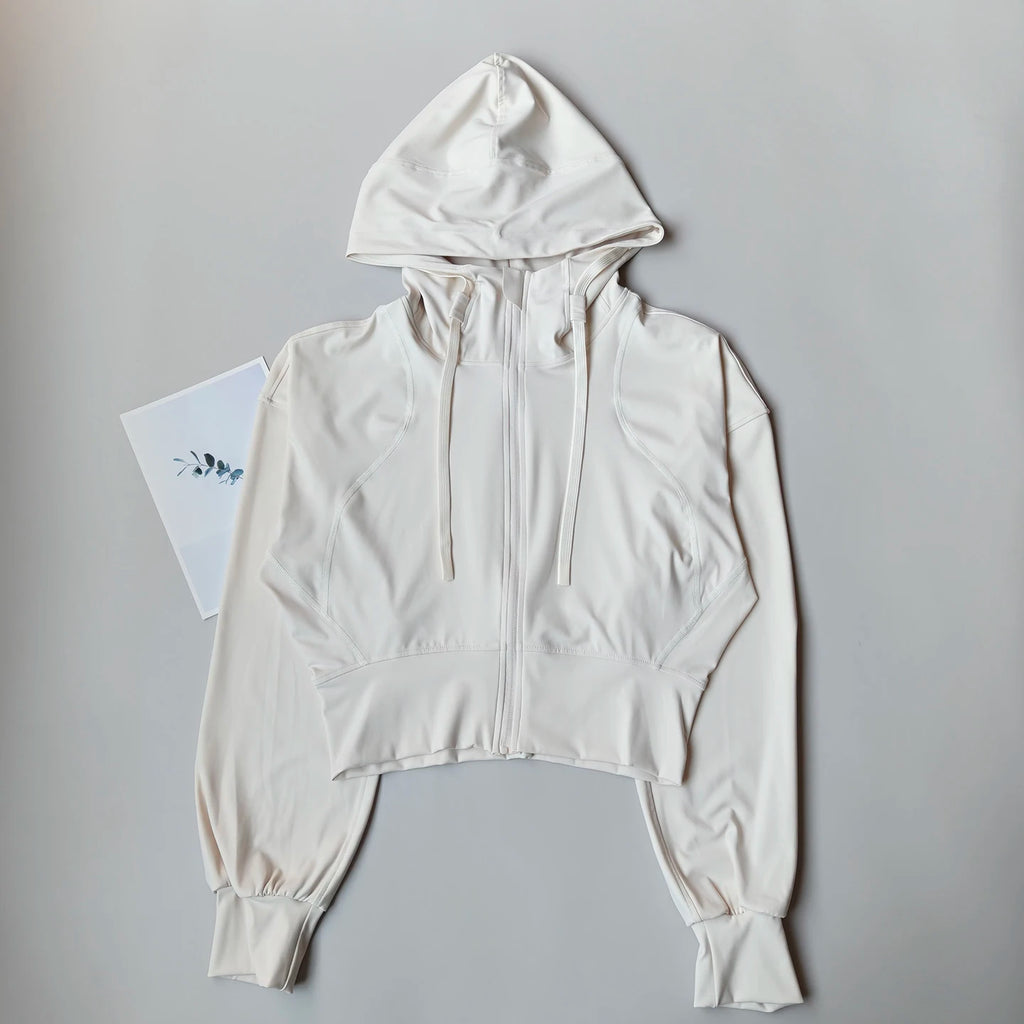Women's Hooded Running Jacket Cycling Coat Yoga Jogging Shirt Tights Outdoor Sports Gym Clothing Running Wear Sportswear